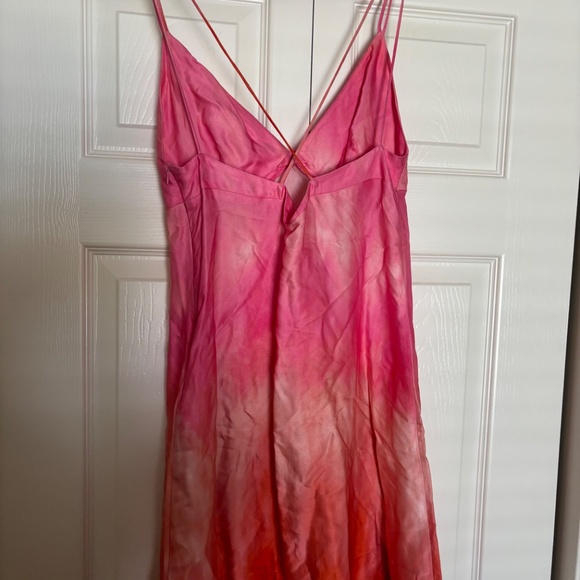 Zara Satin Tie Dye Pink & Orange Strappy Slip Dress - Picture 6 of 7